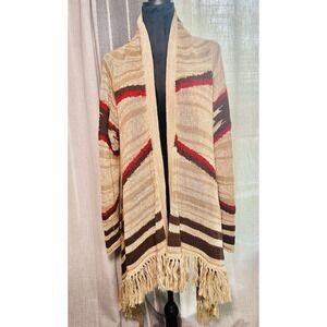 Ralph Lauren Womens Ortega Knit Cardigan L/XL Cotton Linen Southwestern Tribal